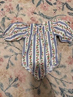 Floss baby blue Stripe Cherry-Print One-Piece